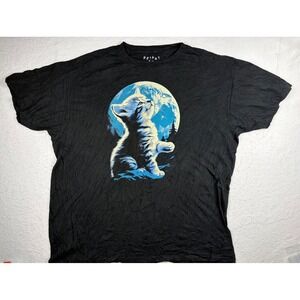 Friday Jr Kitten Moon Earth Graphic Tee Black Mens XL 100% Cotton Short Sleeve